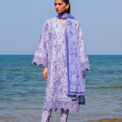 Lavender Cotton Embroidered 3pc (Afrozeh) - Embroidered Cotton Wear | MAHNOOR