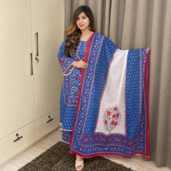Bin Hameed Dark Blue Comfort Lawn 3pc - Comfort Cotton Wear | MAHNOOR