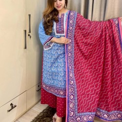 Bin Hameed Blue Comfort Lawn 3pc - Comfort Cotton Wear | MAHNOOR