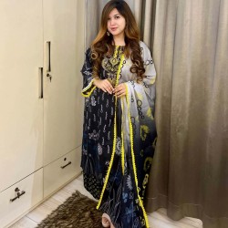 Bin Hameed Black Comfort Lawn 3pc - Comfort Cotton Wear | MAHNOOR