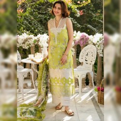 Lemon Cotton Embroidered 3pc - Embroidered Cotton Wear | MAHNOOR