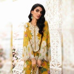 Mustard Yellow Cotton Embroidered 3pc - Embroidered Cotton Wear | MAHNOOR