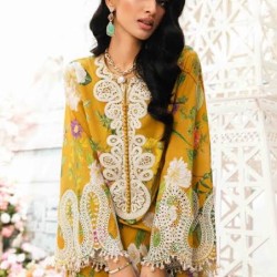 Mustard Yellow Cotton Embroidered 3pc - Embroidered Cotton Wear | MAHNOOR