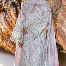 Ash Cotton Embroided 3pc (Afrozeh) - Embroidered Cotton Wear | MAHNOOR